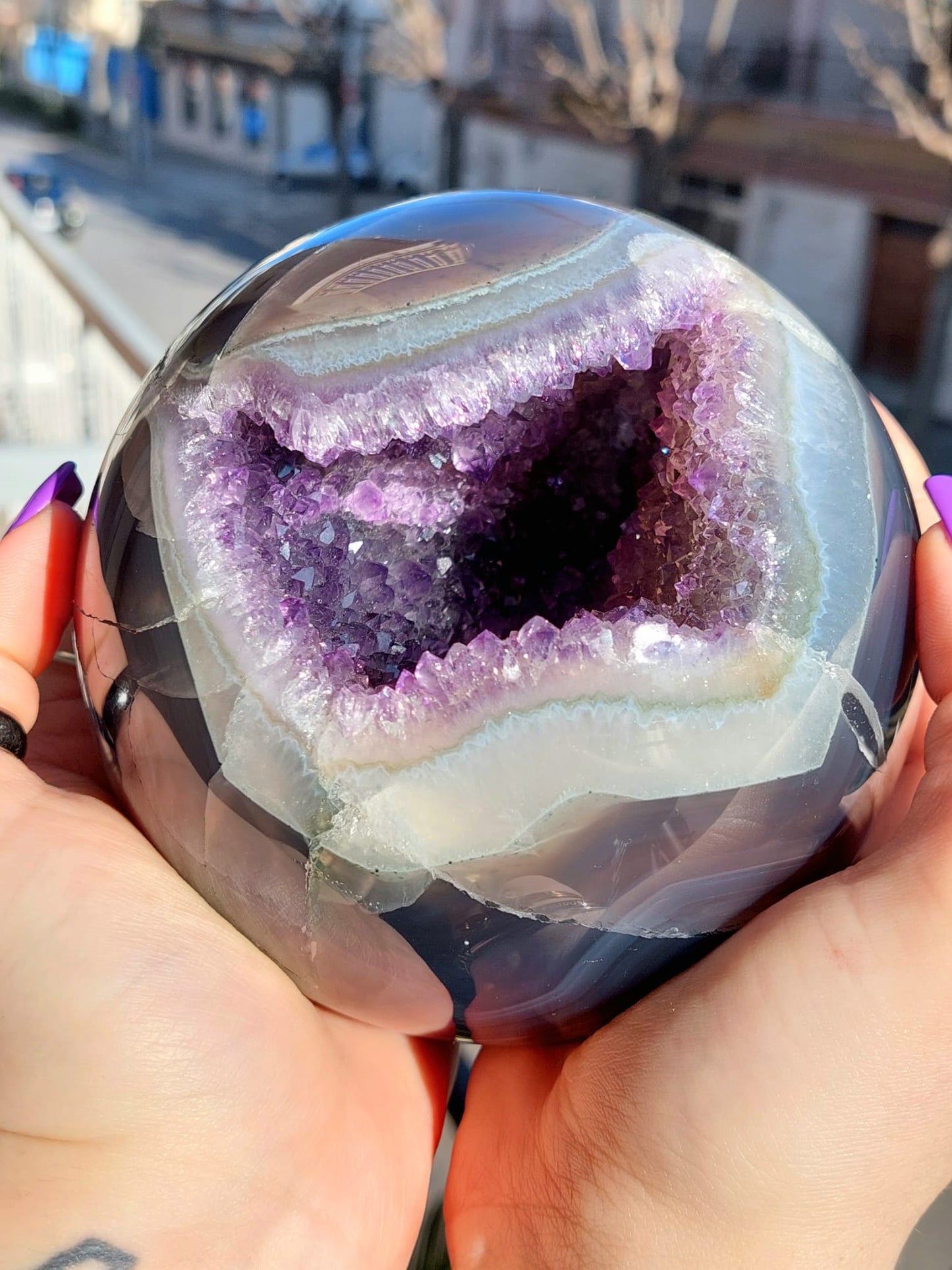 Agata/Ametista Drusy sfera XXL - 12,5 cm