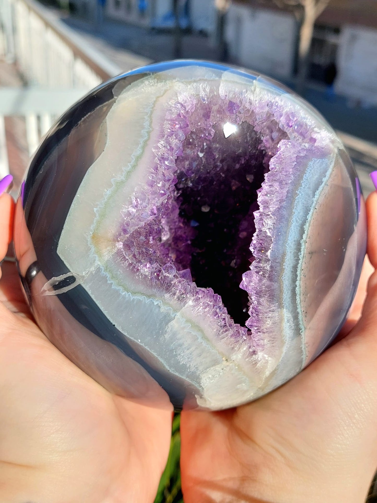 Agata/Ametista Drusy sfera XXL - 12,5 cm
