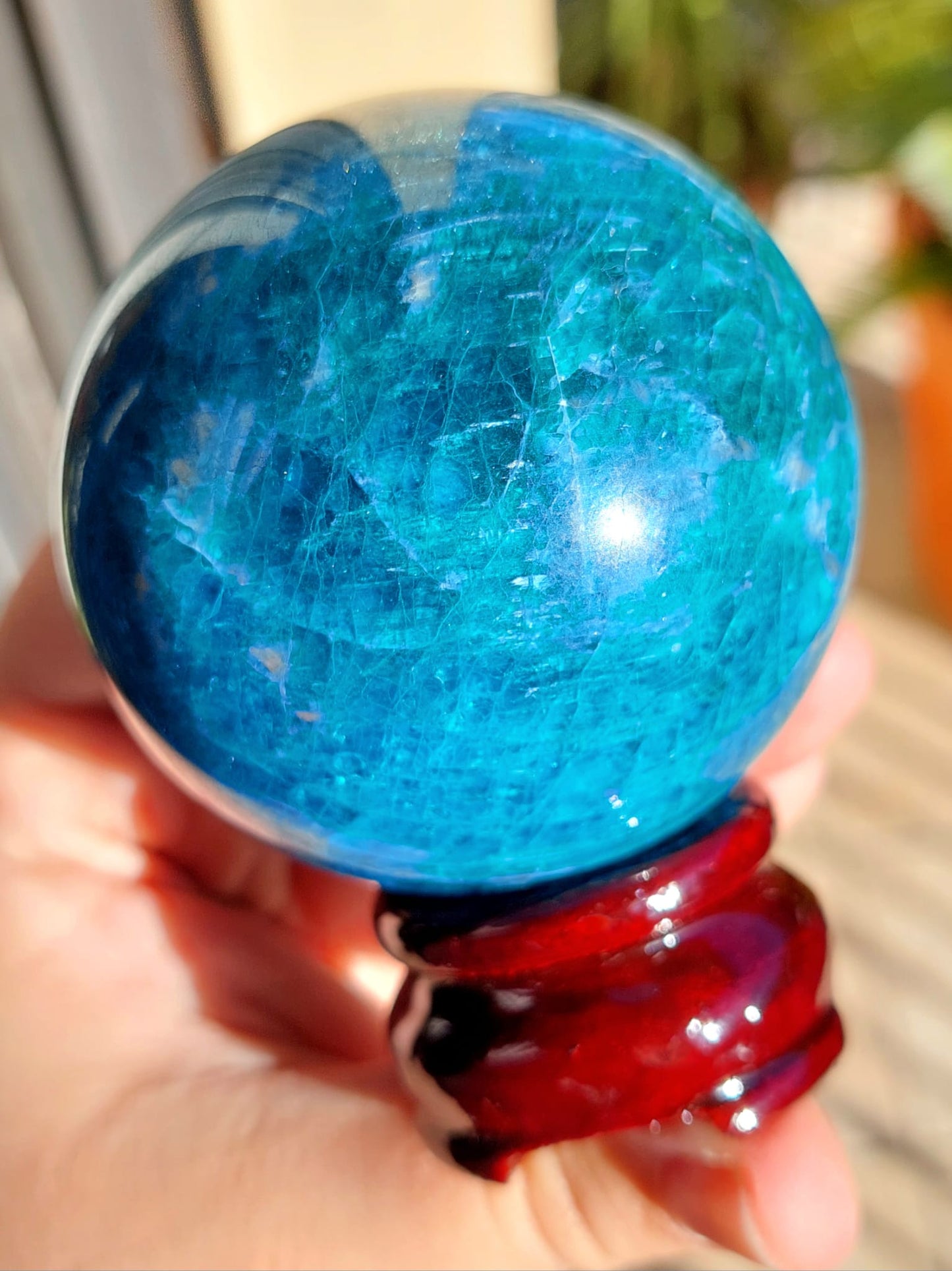 Sfera Apatite blu - 6,5 cm