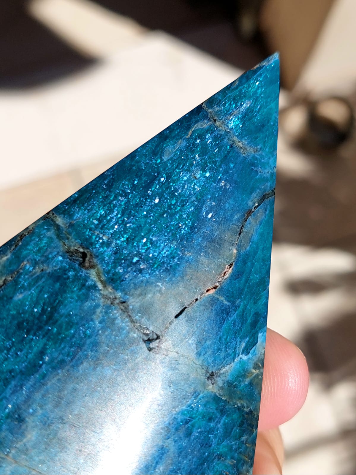 Apatite blu forma a punta