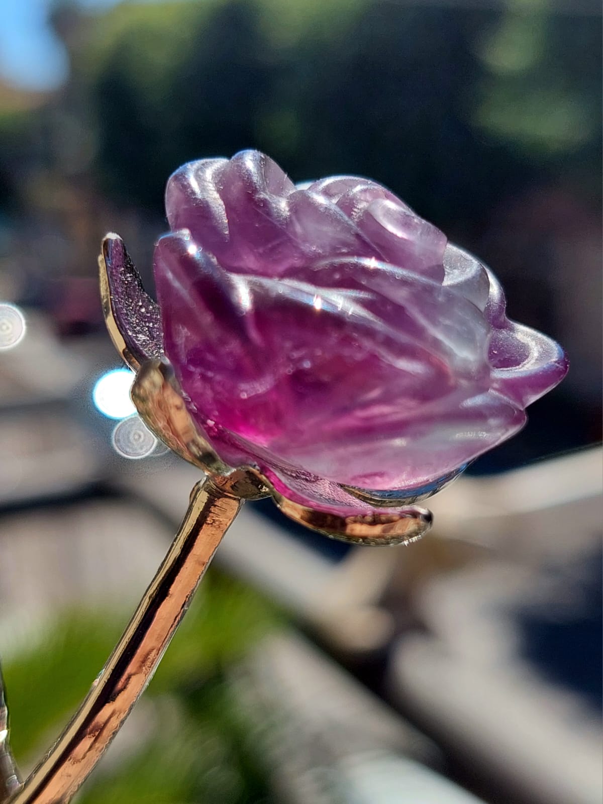 Fluorite Rosellina gambo lungo