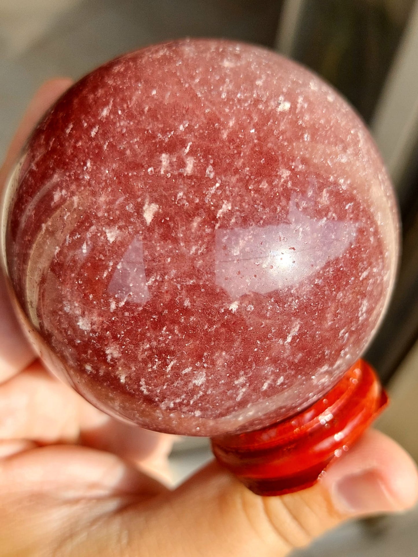 Quarzo Fragola sfera - 6,9 cm