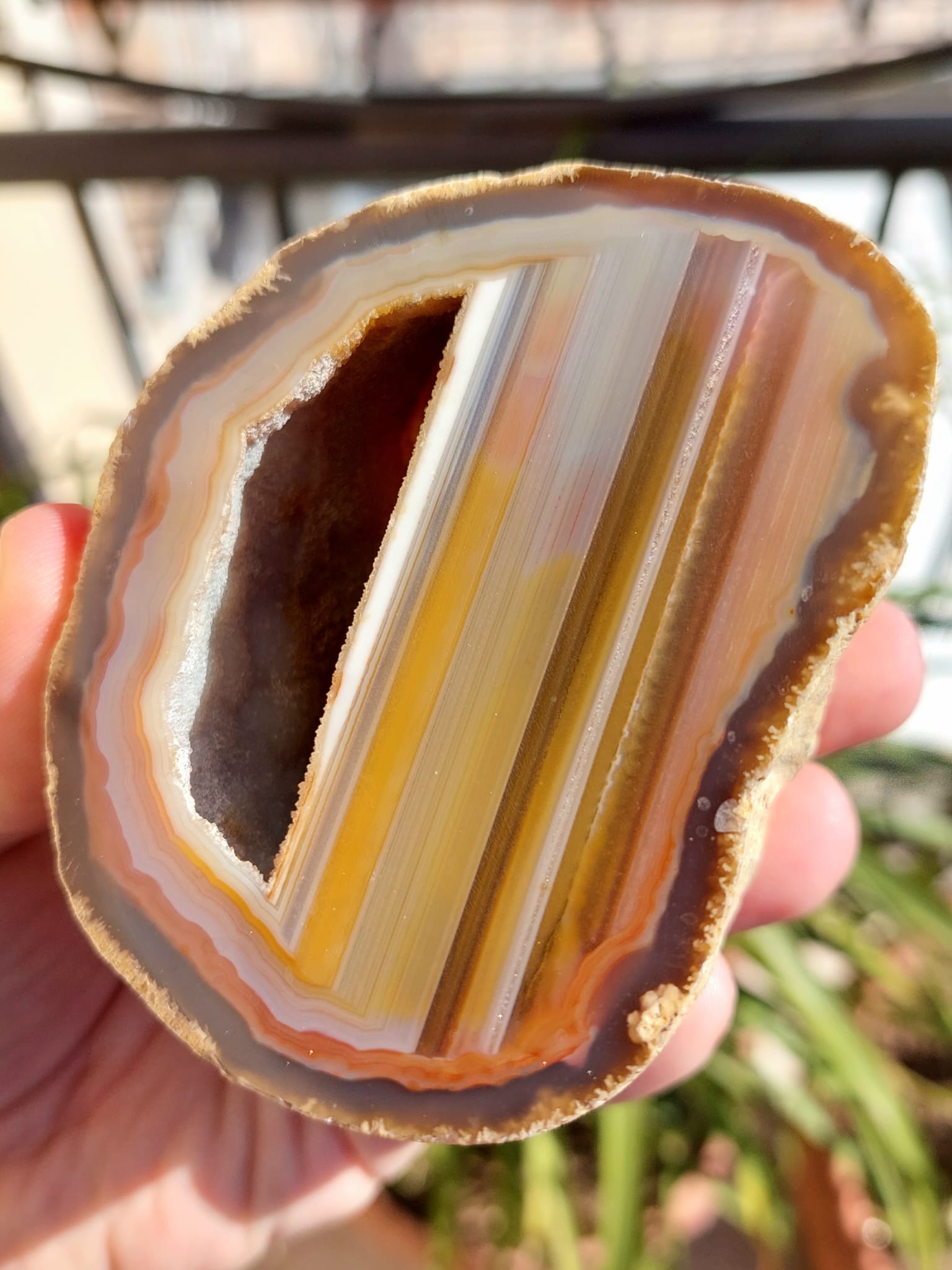 Collana Oro Con Pendente Druso Geode Agata - Cristallo Di Guarigione Naturale - Gioiello Donna