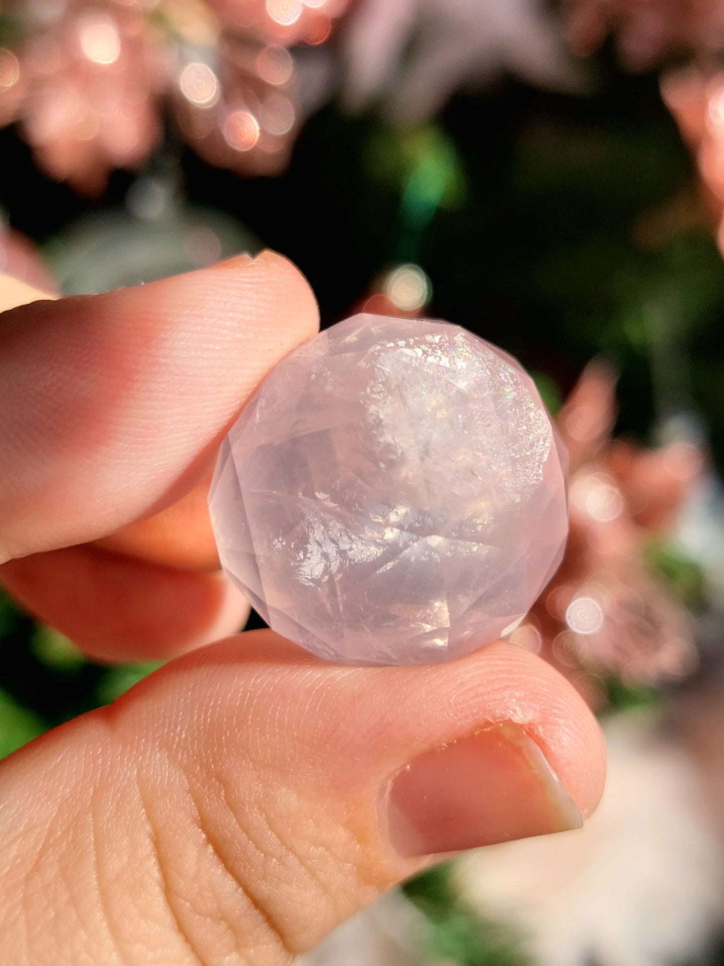 Quarzo Rosa mini sfera sfaccettata - 2,4 cm