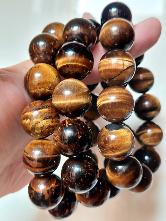 Bracciale perle XL Occhio di Tigre - 1 Pz