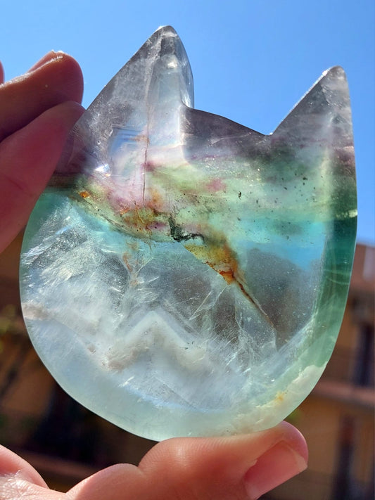 Fluorite ciotolina gatto - 7,8 cm