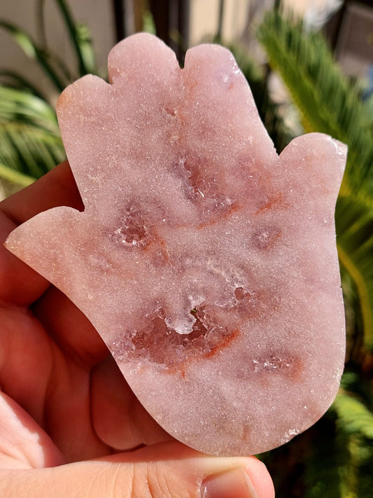 Ametista Rosa Mano di Fatima/Khamsa/Hamsa - 10 cm