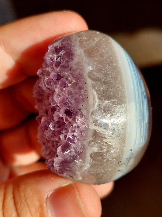 Agata/Ametista Drusy Ovetto - 4,7 cm