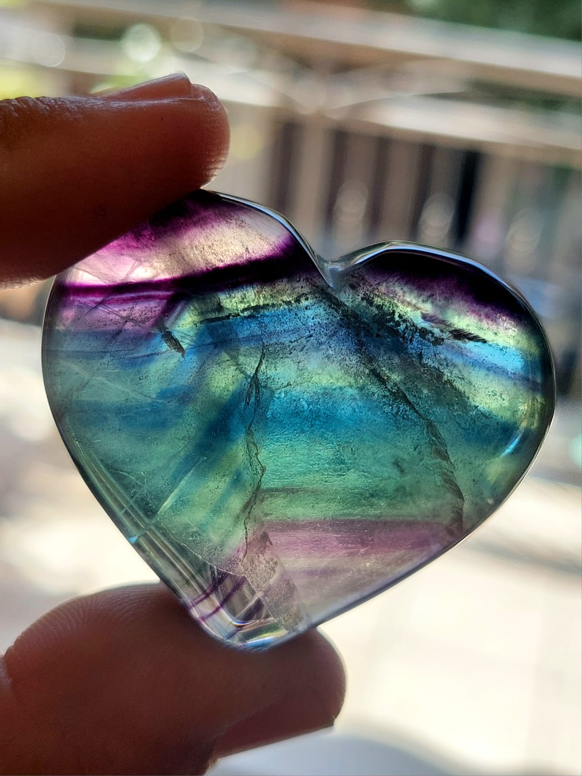 Fluorite Rainbow cuore - 4,5 cm