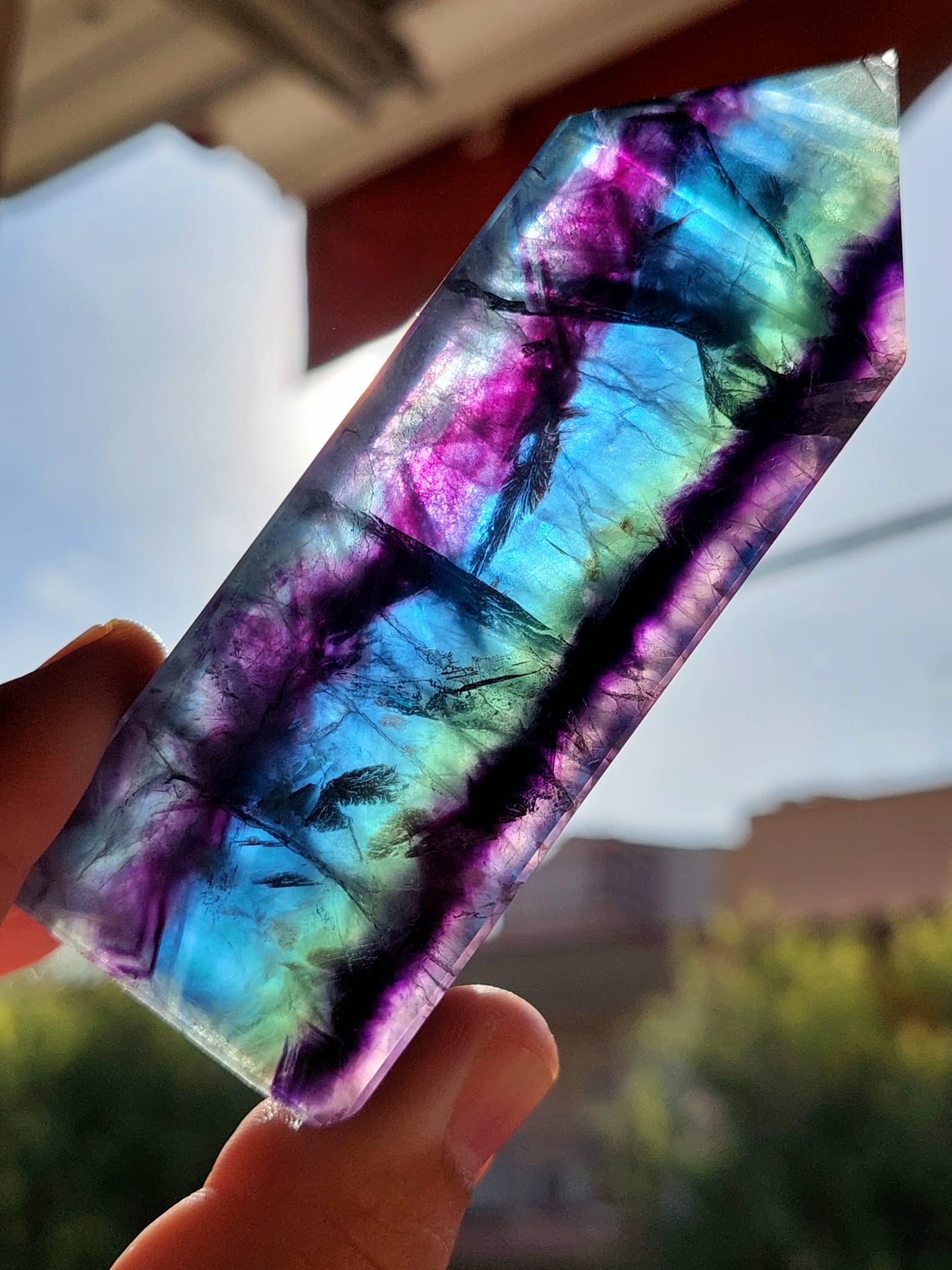 Obelisco in Fluorite Rainbow