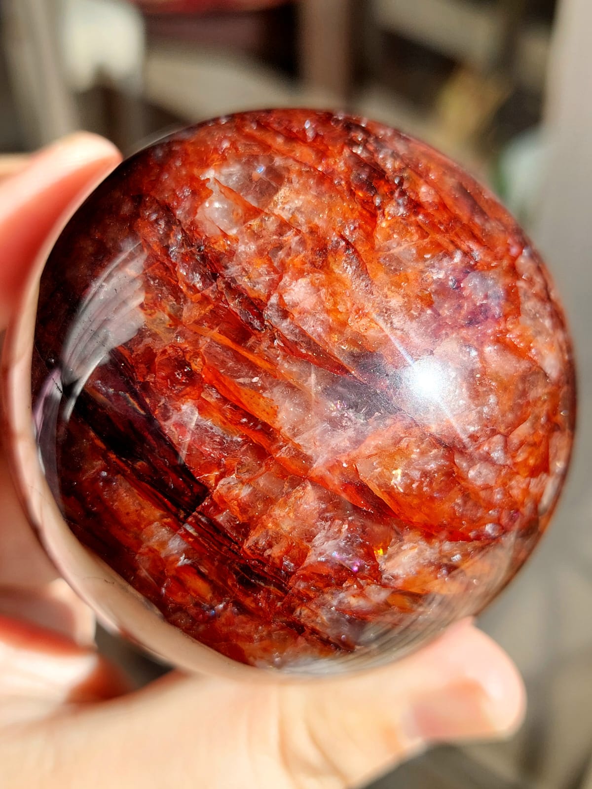 Quarzo Ematoide sfera - 6,6 cm