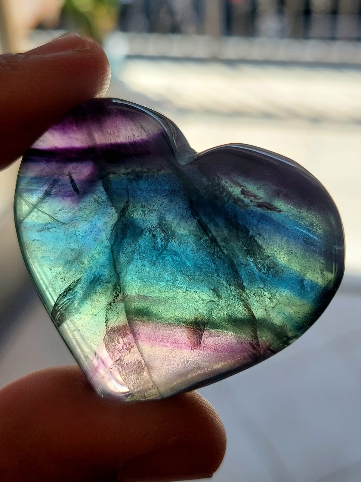Fluorite Rainbow cuore - 4,5 cm