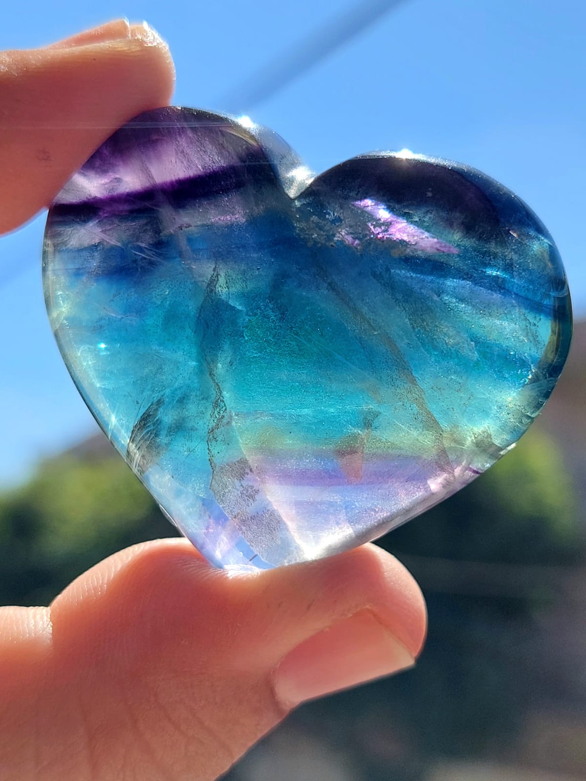 Fluorite Rainbow cuore - 4,5 cm