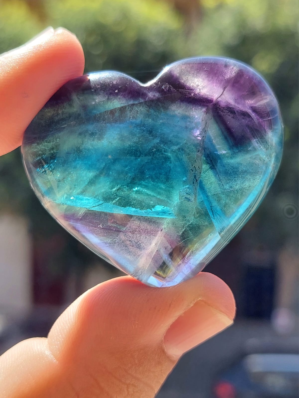 Fluorite Rainbow cuore - 4,5 cm