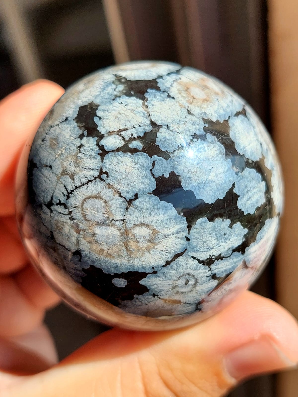 Ossidiana Fiocco di Neve sfera - 4,9 cm