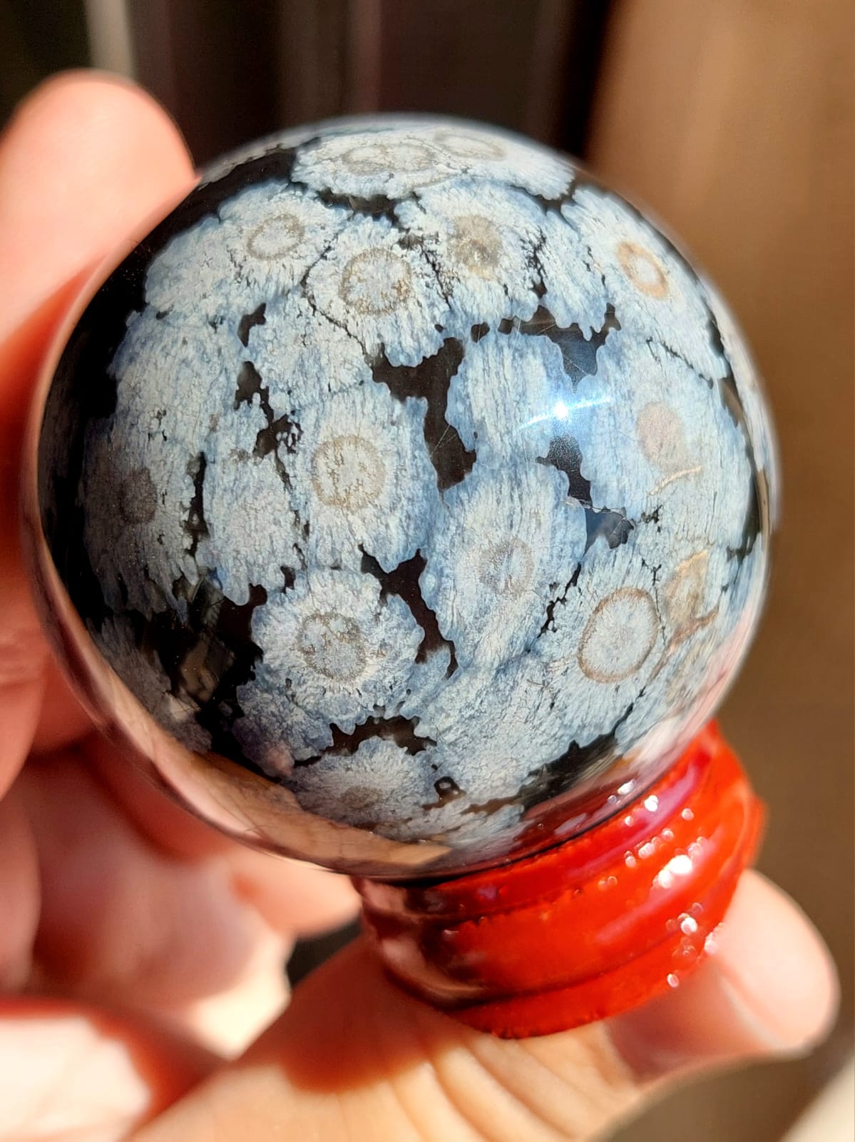 Ossidiana Fiocco di Neve sfera - 4,9 cm