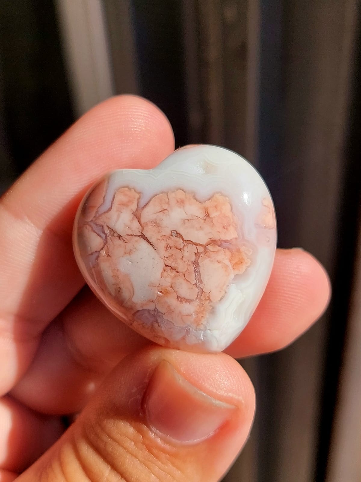 Agata Rosa cuore - 3 cm - 1 Pz