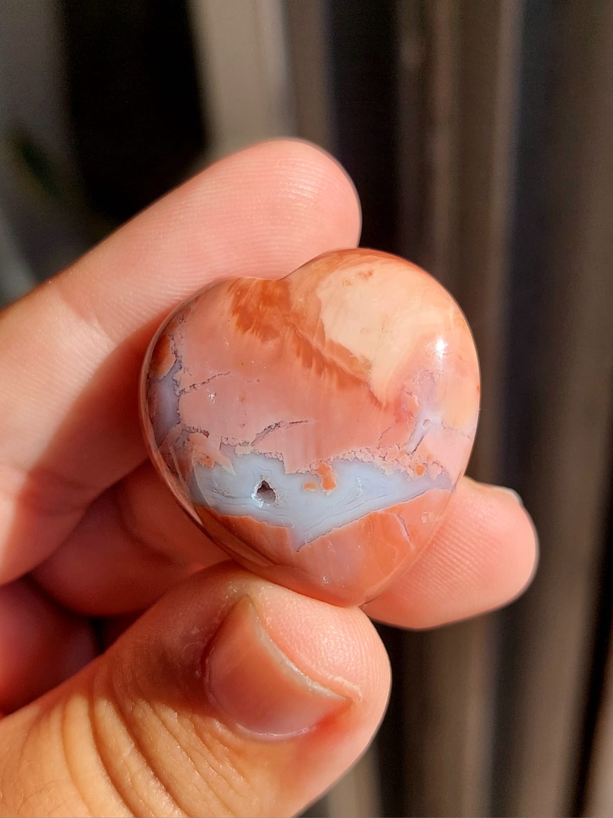 Agata Rosa cuore - 3 cm - 1 Pz