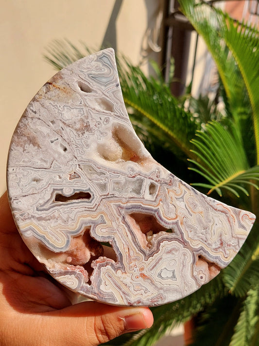 Agata Messicana Drusy Luna - 13,5 cm
