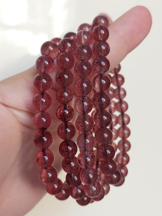 Bracciale perle Quarzo Fragola - 1 Pz