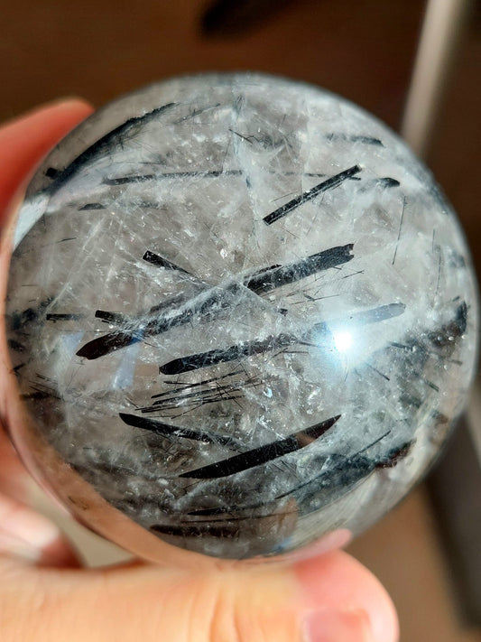 Quarzo Tormalinato sfera - 7,8 cm