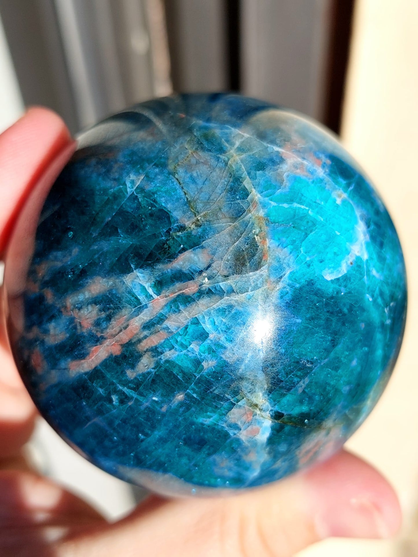Sfera Apatite blu - 6,5 cm